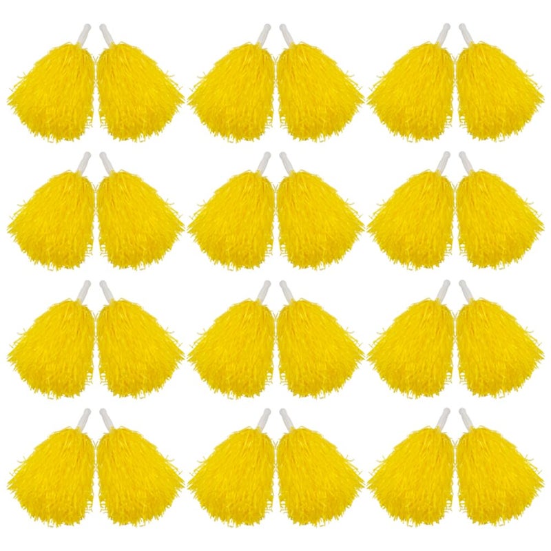 Hooshing 12PCS Cheerleading Pom Poms Yellow Plastic Cheer Pom Poms with Handles for Team Spirit Sports Party Dance - Image 1